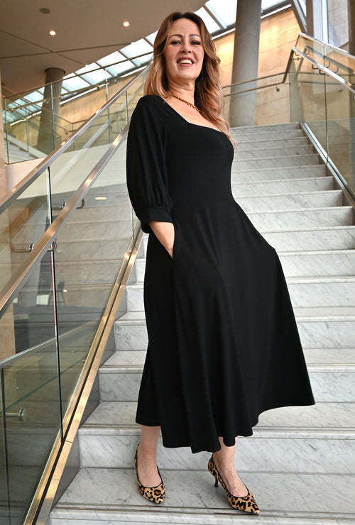 Willow Midi Dress - Black Sustainable Bamboo