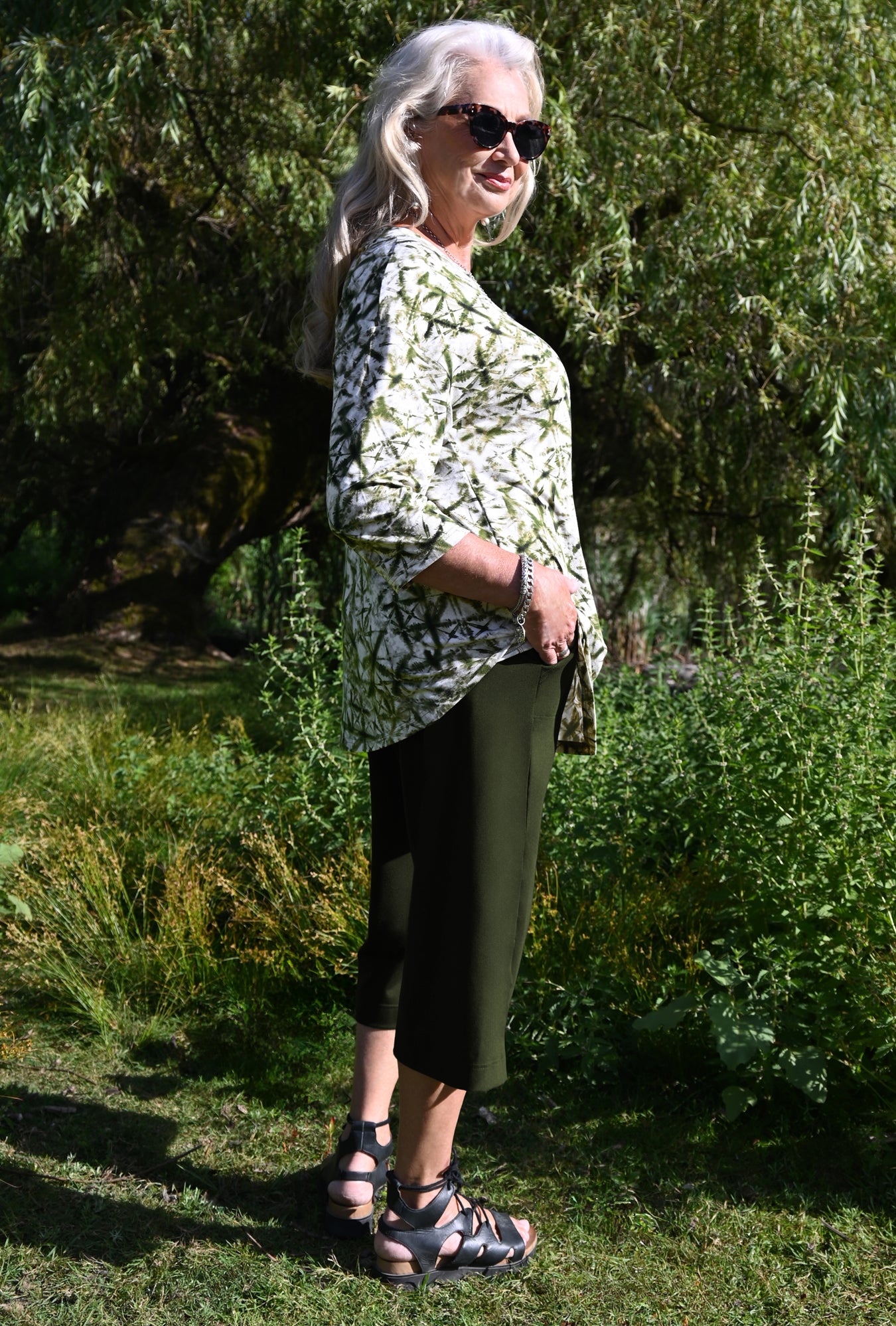 Market Tunic - Olive Ikat Bamboo