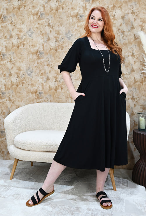 Willow Midi Dress - Black Sustainable Bamboo