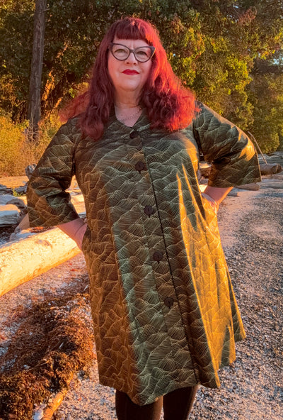 Kate Cotton Coat - Gilded Tide - Metallic Wave Print
