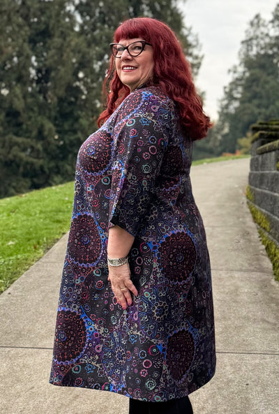 Kate Cotton Coat - Dark Millefiore - Geometric Print