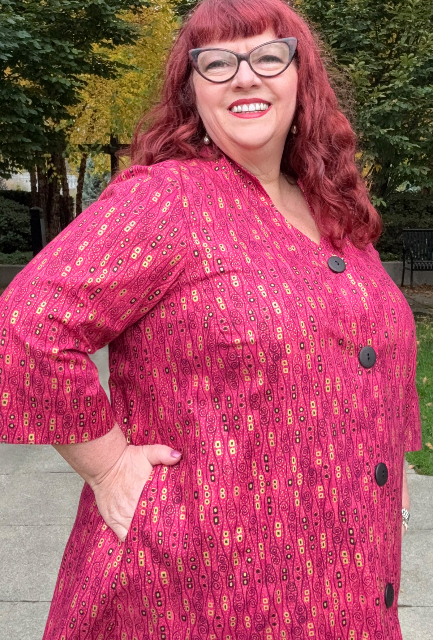 Kate Cotton Coat - Wiggle Room - Geometric Print