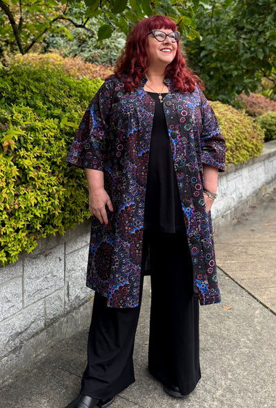 Kate Cotton Coat - Dark Millefiore - Geometric Print