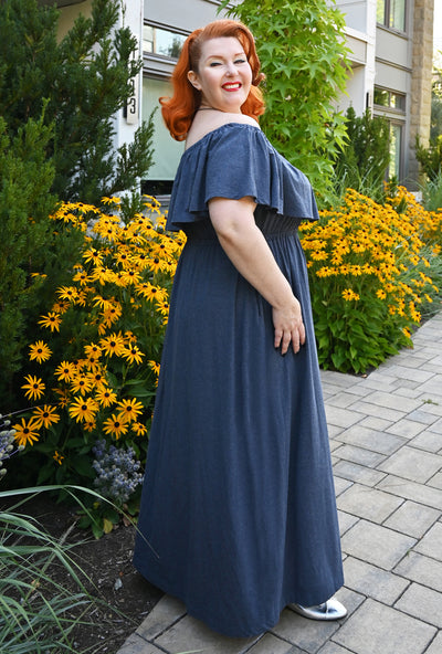 Meadow Maxi Dress - Demin Blue Bamboo Knit