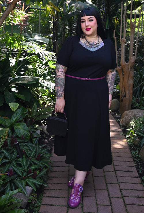Thistle Midi Dress - Black Rib Knit Bamboo