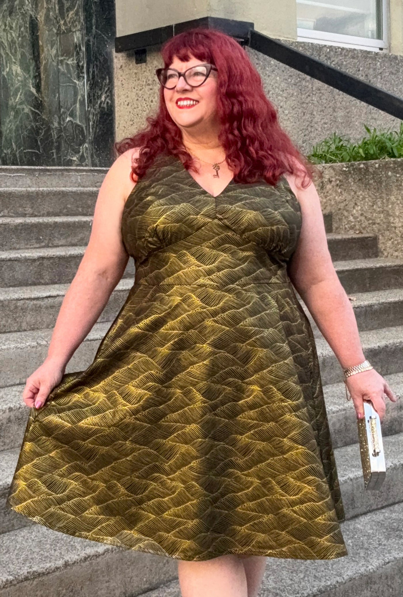 Norma  - Gilded Tide - Abstract Metallic Gold Printed Cotton Dress