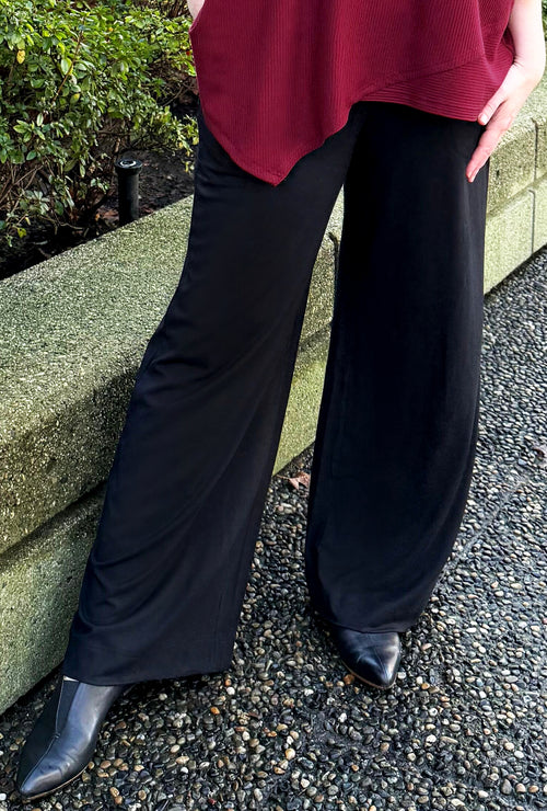 Serene Wide Leg Pant with Pockets 2.0- Black Bamboo