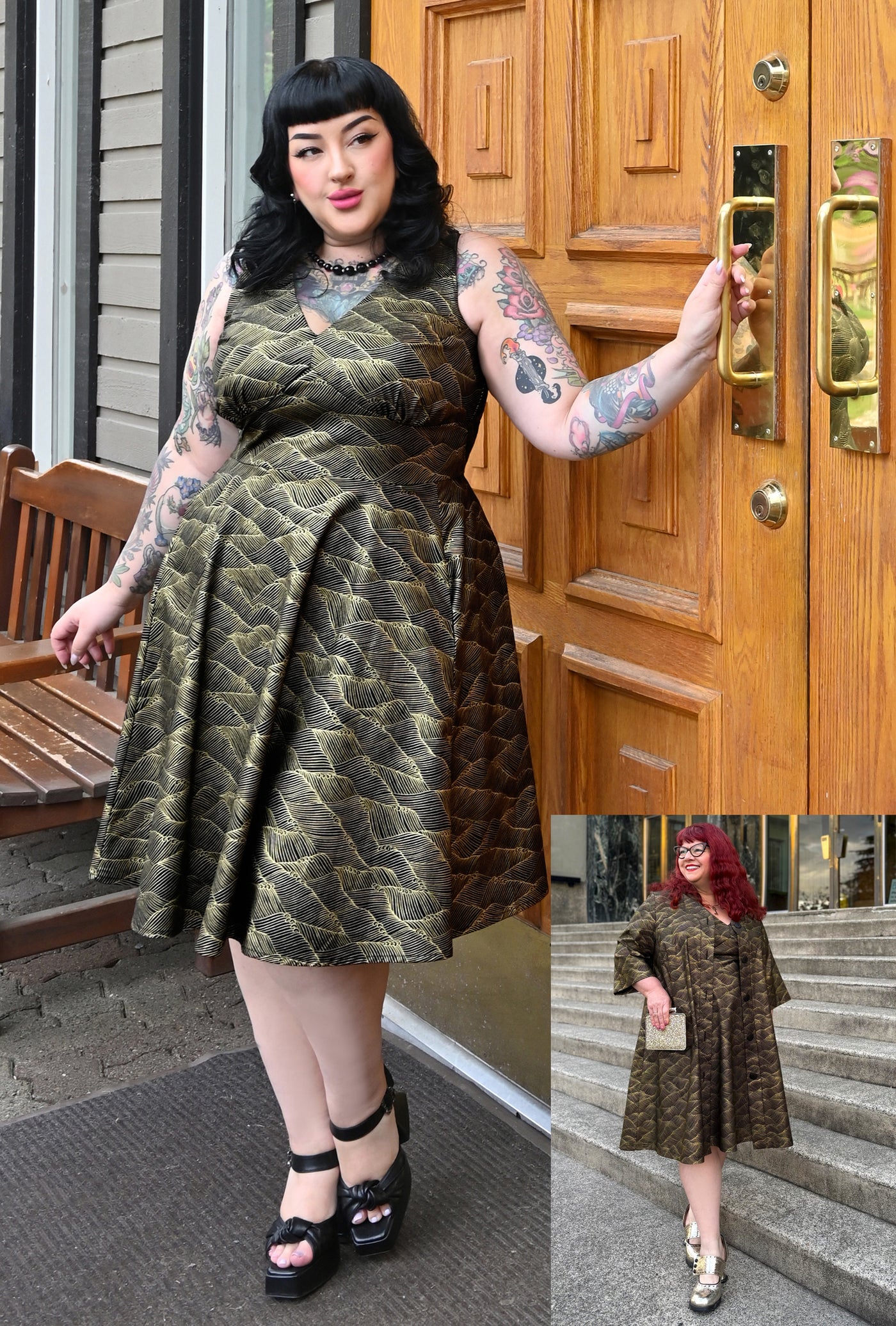 Norma  - Gilded Tide - Abstract Metallic Gold Printed Cotton Dress