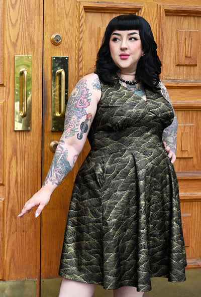 Norma  - Gilded Tide - Abstract Metallic Gold Printed Cotton Dress