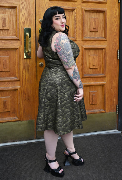 Norma  - Gilded Tide - Abstract Metallic Gold Printed Cotton Dress