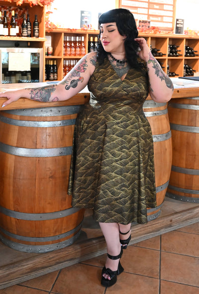 Norma  - Gilded Tide - Abstract Metallic Gold Printed Cotton Dress