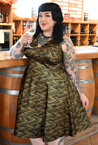 Norma  - Gilded Tide - Abstract Metallic Gold Printed Cotton Dress