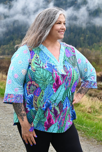 Eden Floral Shirt - Turquoise Coleus