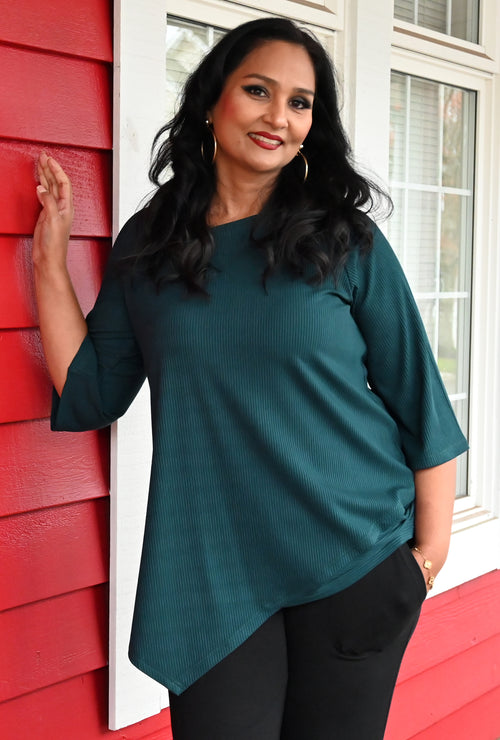 Prism Tunic - Teal Bamboo Rib