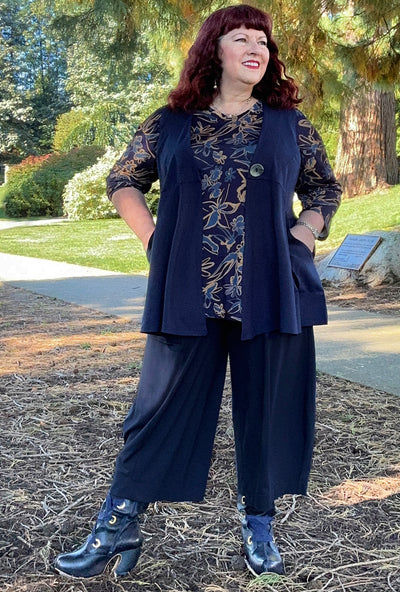 Angle Crop Pant - Navy Bamboo