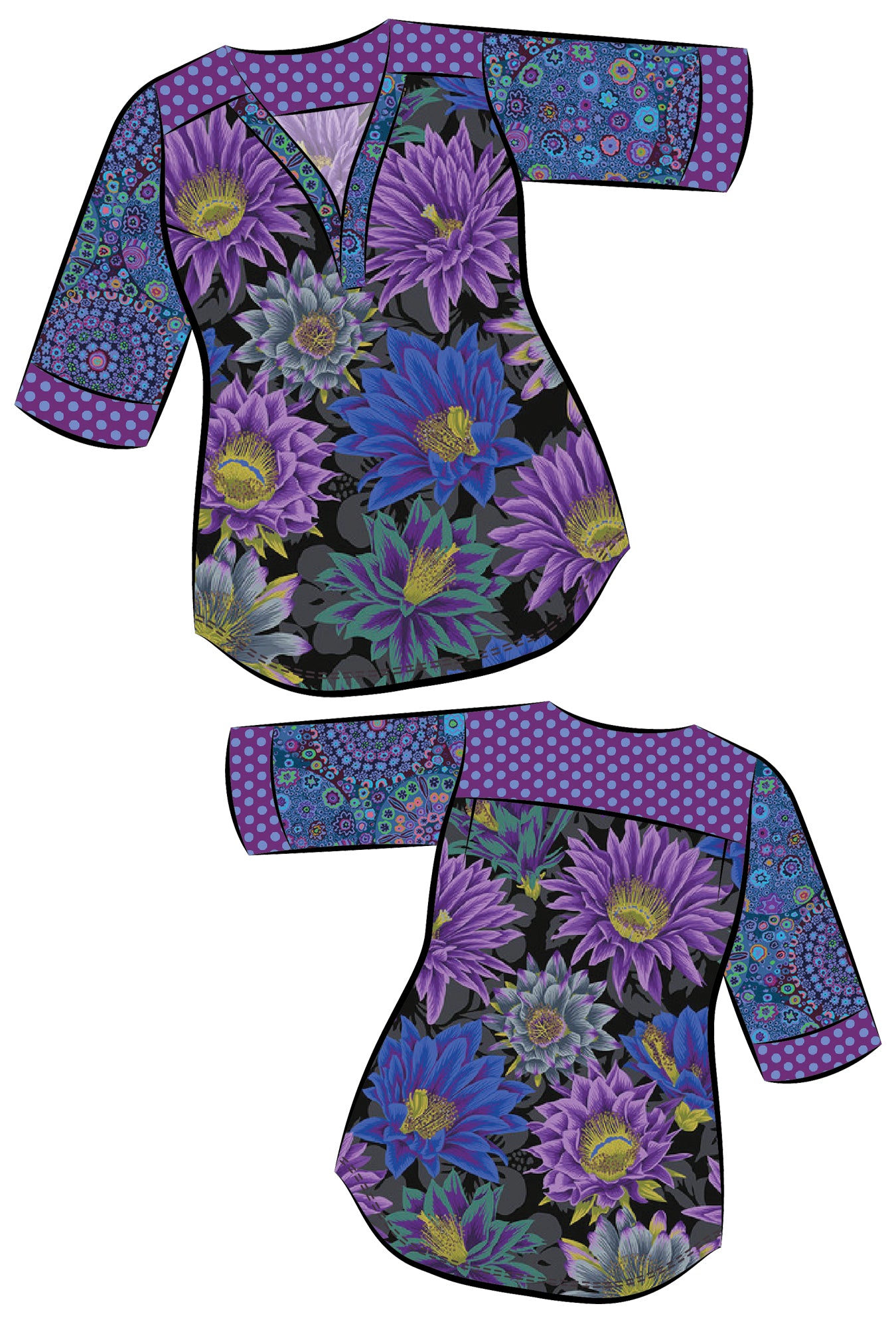 Eden Floral Shirt - Purple Cactus Flower