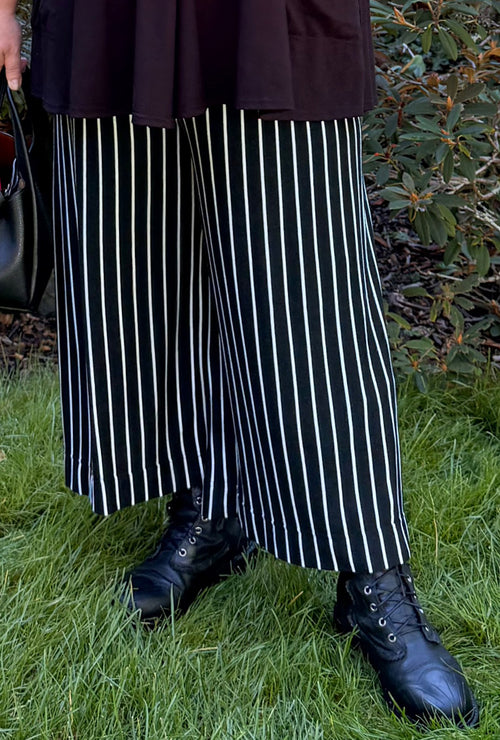 Tranquil Wide Crop Pant -  Black Stripe Bamboo