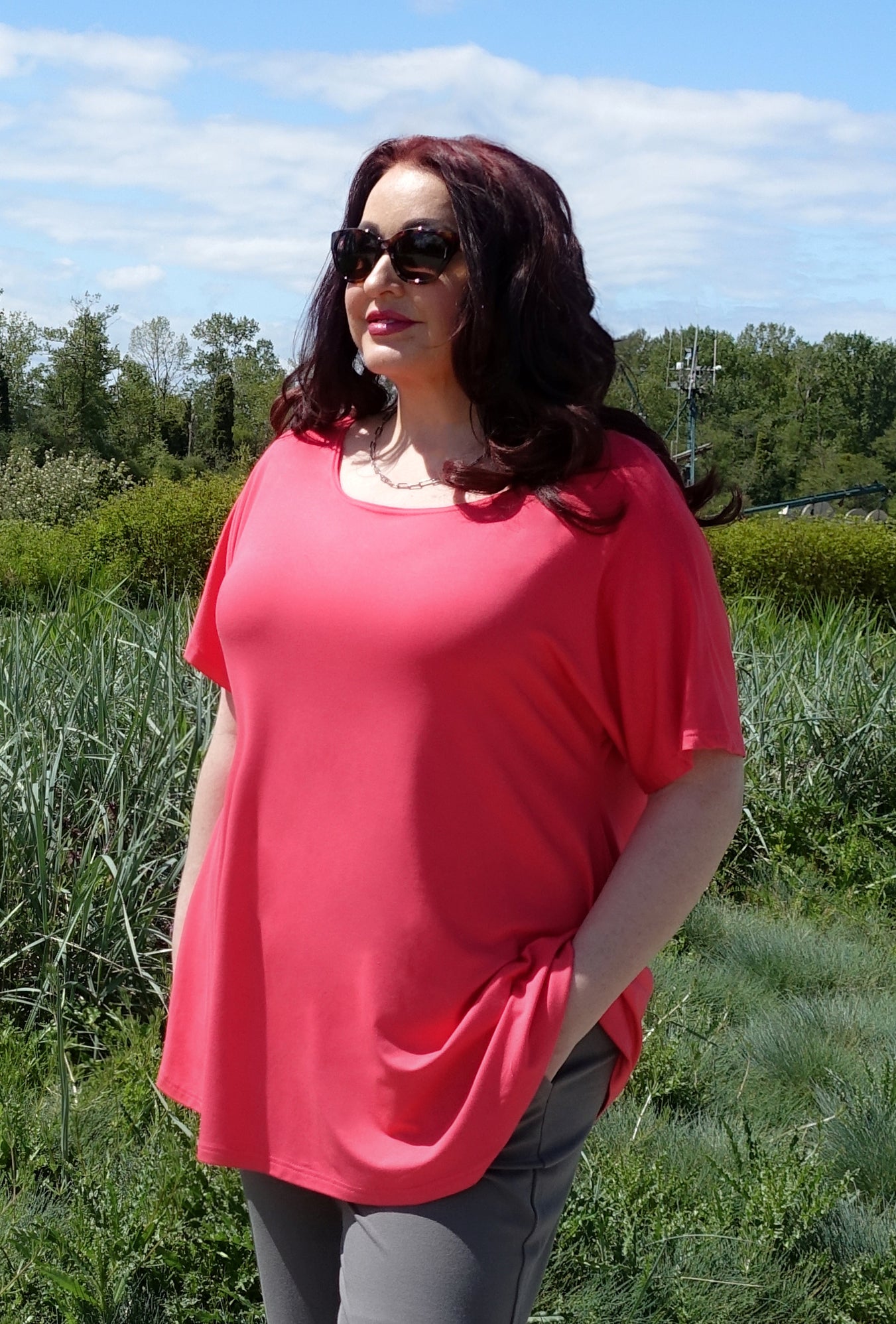 Breeze Boatneck - Coral Bamboo Tunic